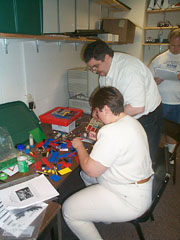 Pam & Russell assembling their robot